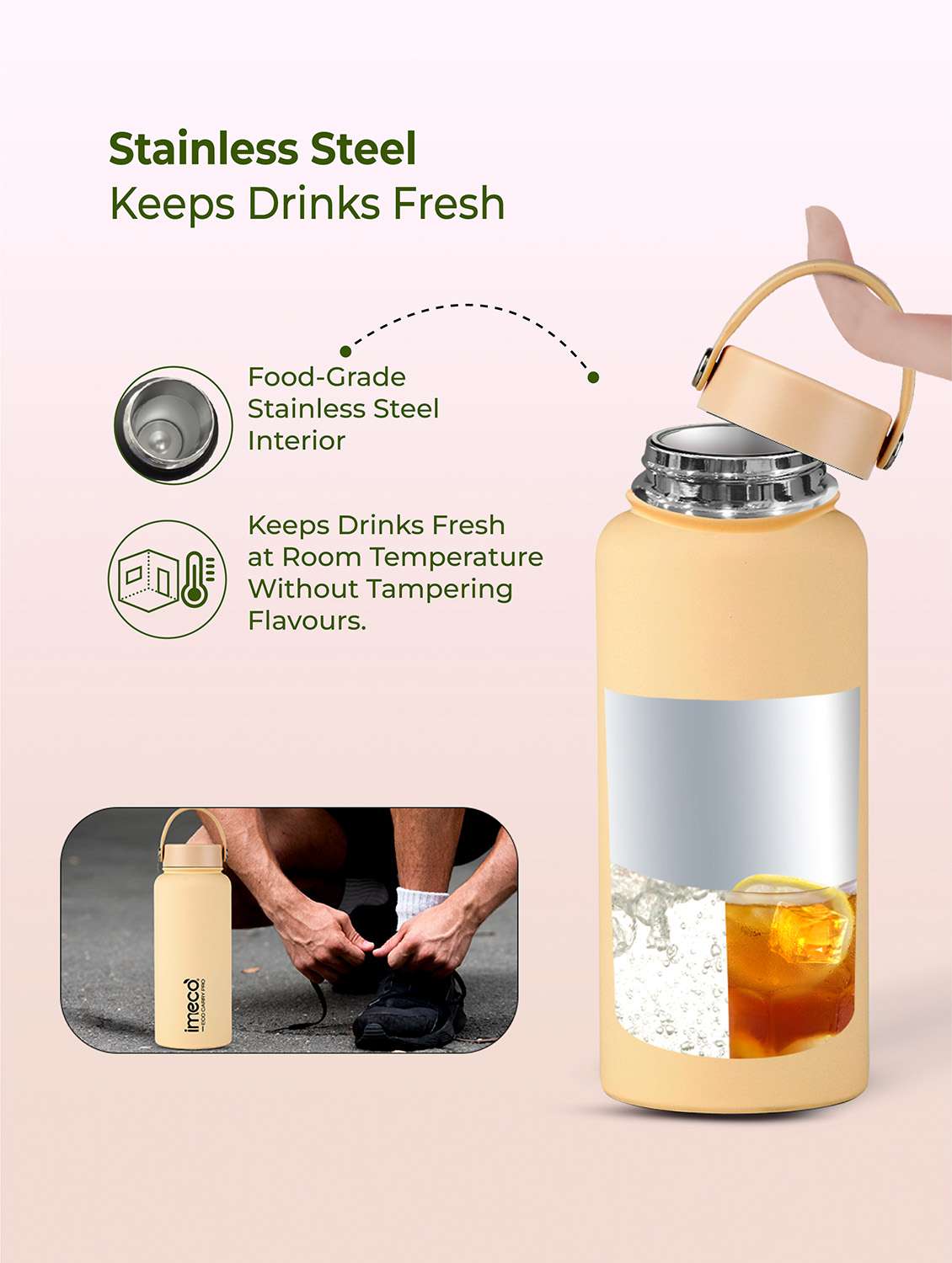 imeco eco carry pro matte finish stainless steel water bottle 1 litre - blue - 22174148 -  Standard Image - 2