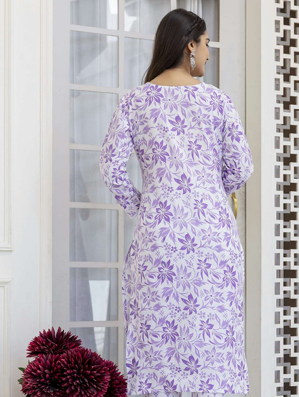 women printed long sleeve straight kurta - 22174164 -  Standard Image - 2