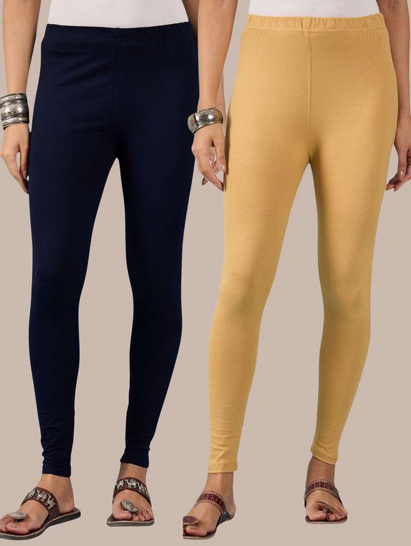 women solid mid rise ankle length legging