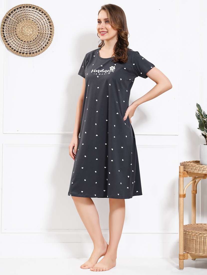 women printed round neck sleepshirt - 22174736 -  Standard Image - 2