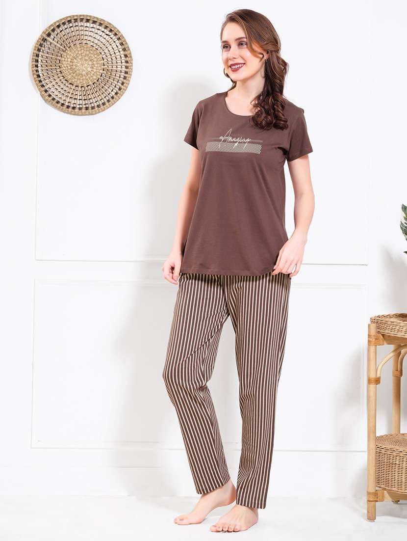 women printed nightwear pyjama set - 22174737 -  Standard Image - 2