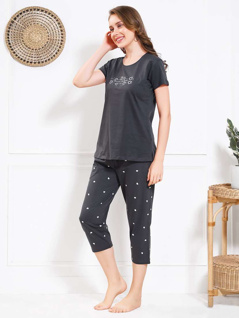 women printed nightwear capri set - 22174739 -  Standard Image - 2