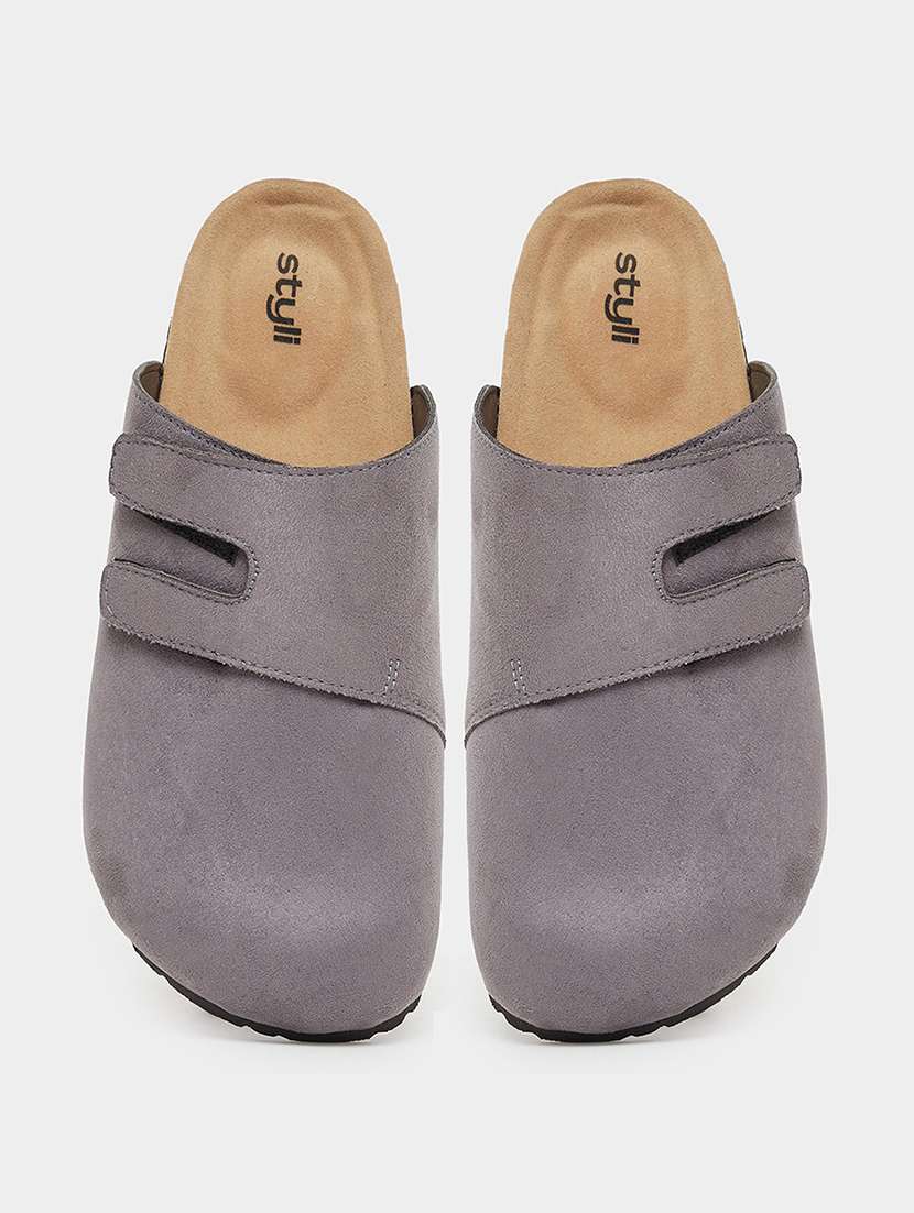 men grey solid slip on mule - 22174765 -  Standard Image - 2
