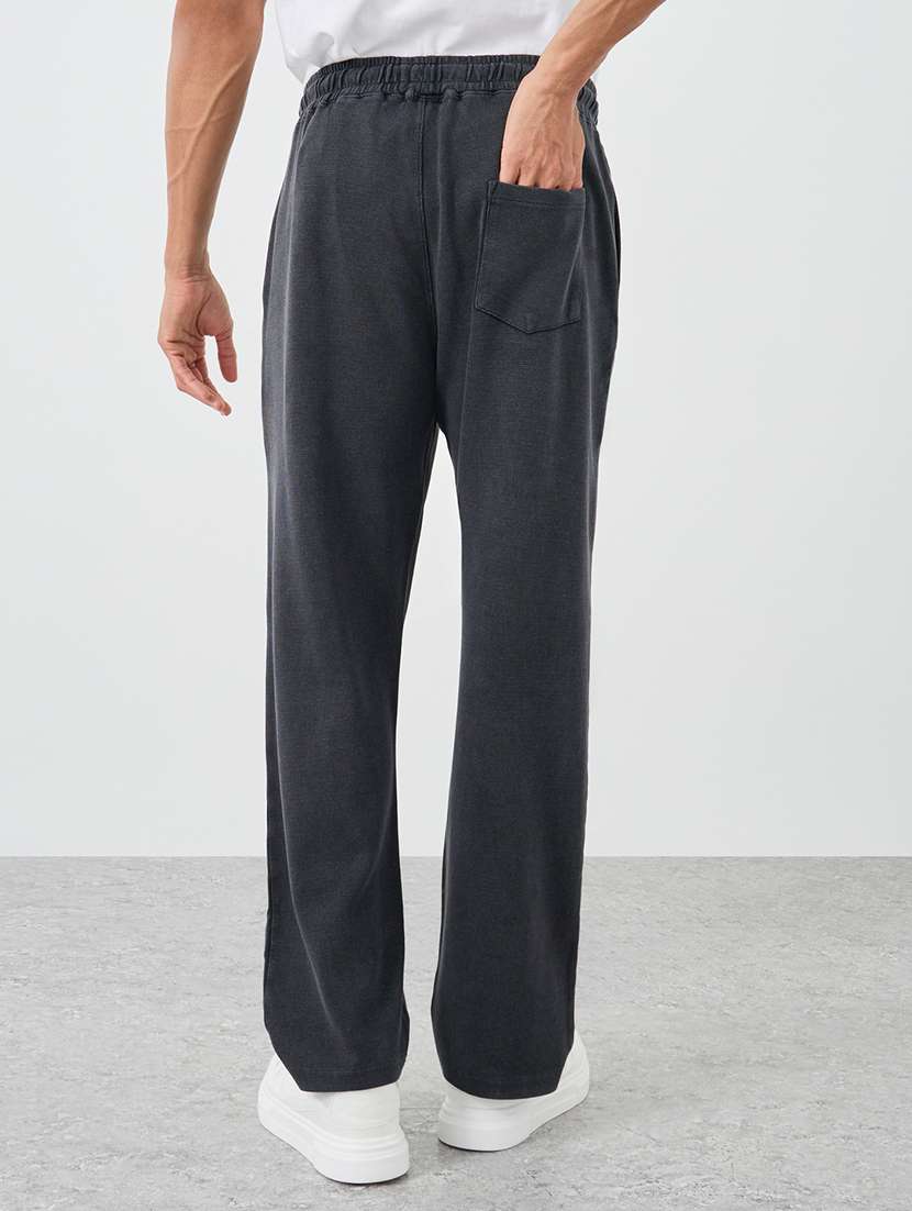 men solid mid rise full length track pant - 22174776 -  Standard Image - 2