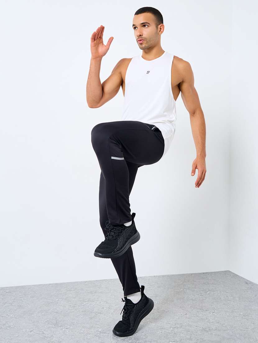 men solid mid rise full length track pant - 22174780 -  Standard Image - 2