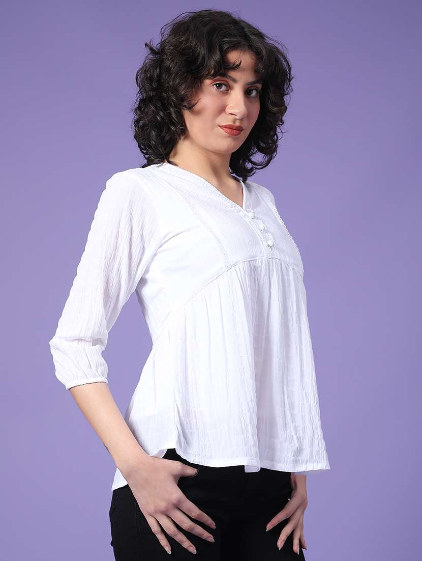 women white poly cotton regular top - 22174843 -  Standard Image - 2