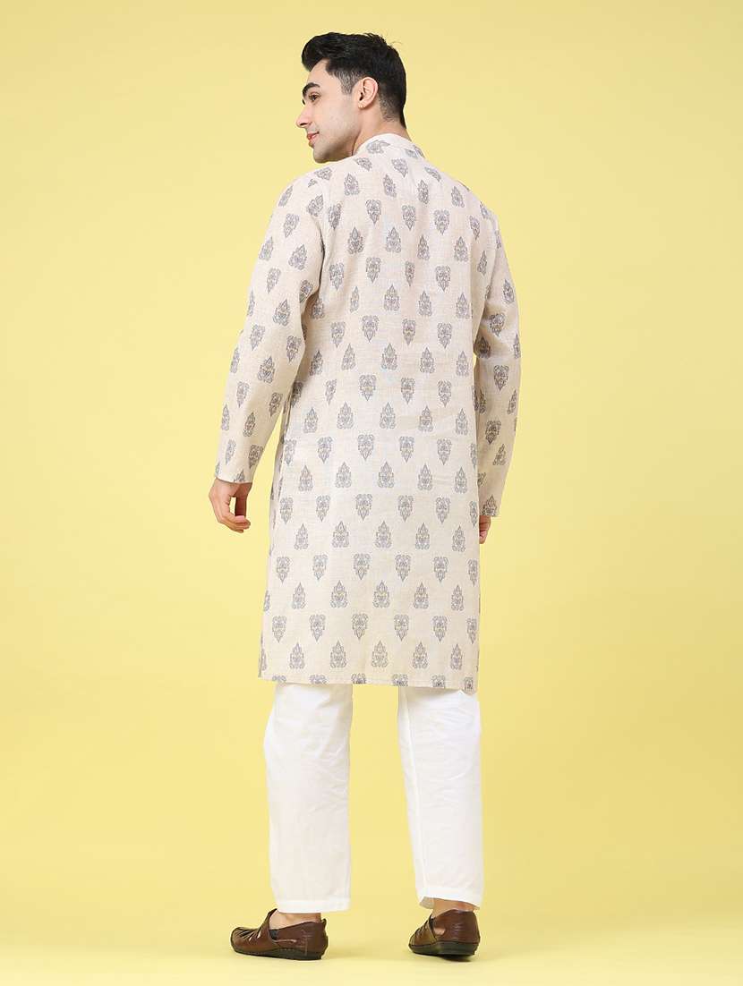 men printed long sleeve kurta set - 22175057 -  Standard Image - 2