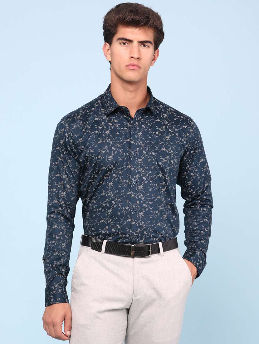 men teal cotton casual shirt - 22175067 -  Standard Image - 2