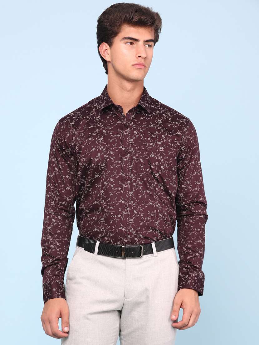 men maroon cotton casual shirt - 22175068 -  Standard Image - 2