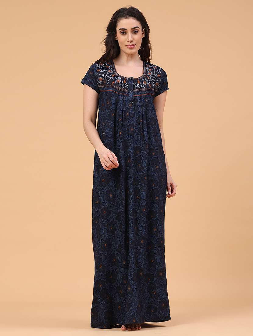 women printed short sleeve nighty