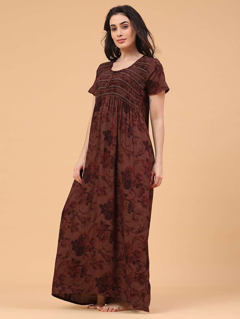 women printed short sleeve nighty - 22175104 -  Standard Image - 2