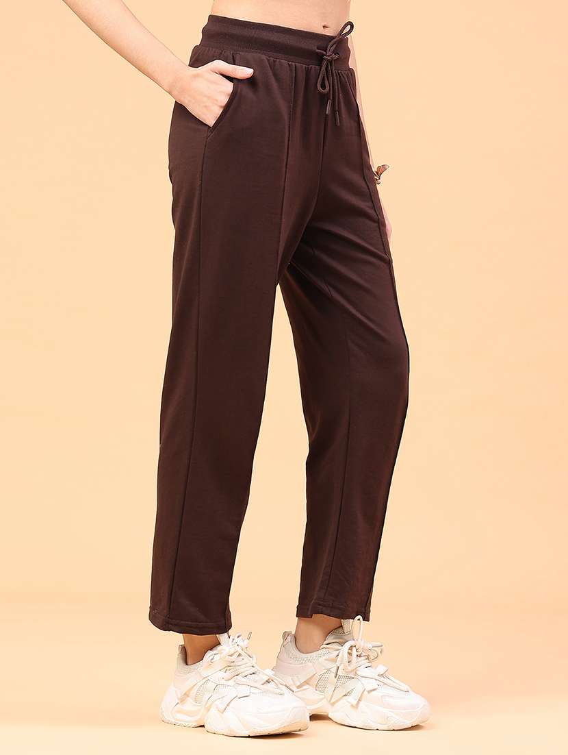 women solid mid rise track pant - 22175108 -  Standard Image - 2