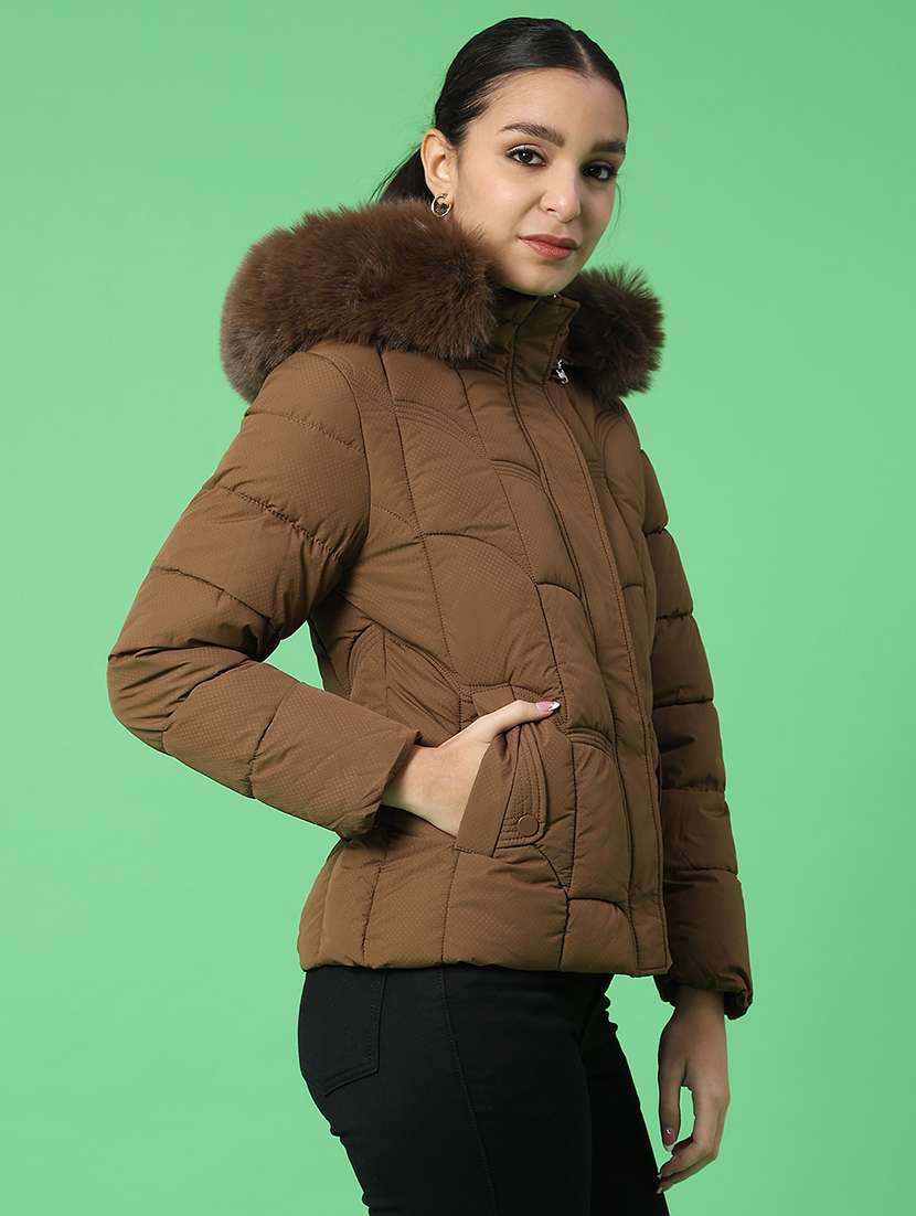 women solid long sleeve puffer jacket - 22175232 -  Standard Image - 2