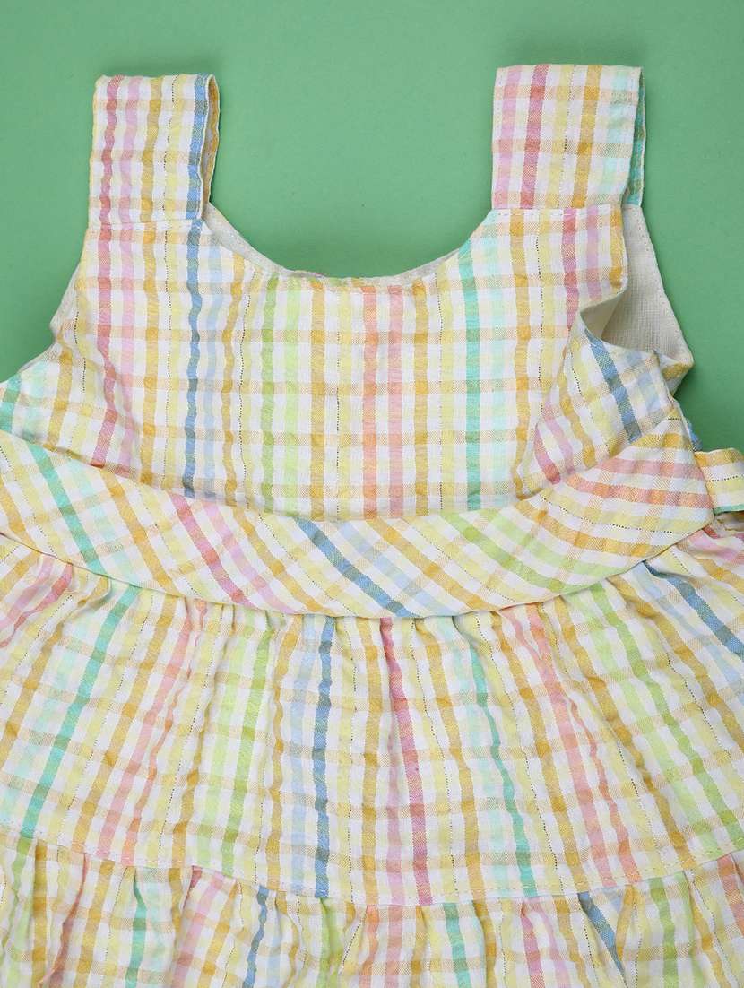 girls checkered sleeveless frock with hairband - 22175302 -  Standard Image - 2