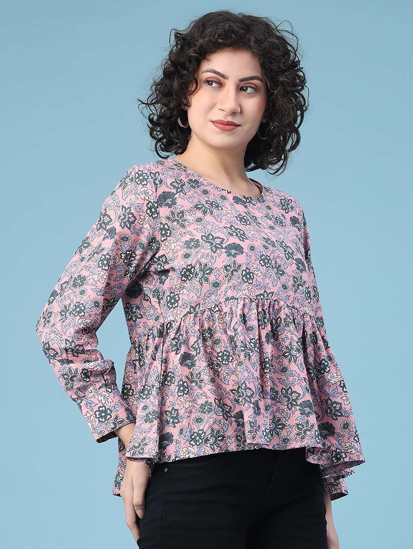 women floral printed long sleeve ethnic top - 22175321 -  Standard Image - 2