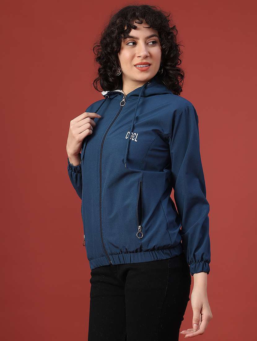 women solid long sleeve hooded sweatshirt - 22175336 -  Standard Image - 2