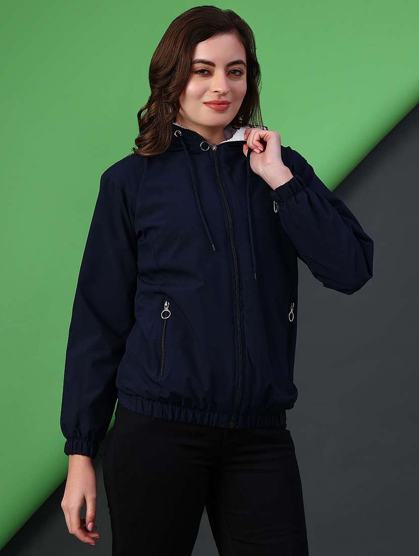 women solid long sleeve hooded quilted jacket - 22175339 -  Standard Image - 2