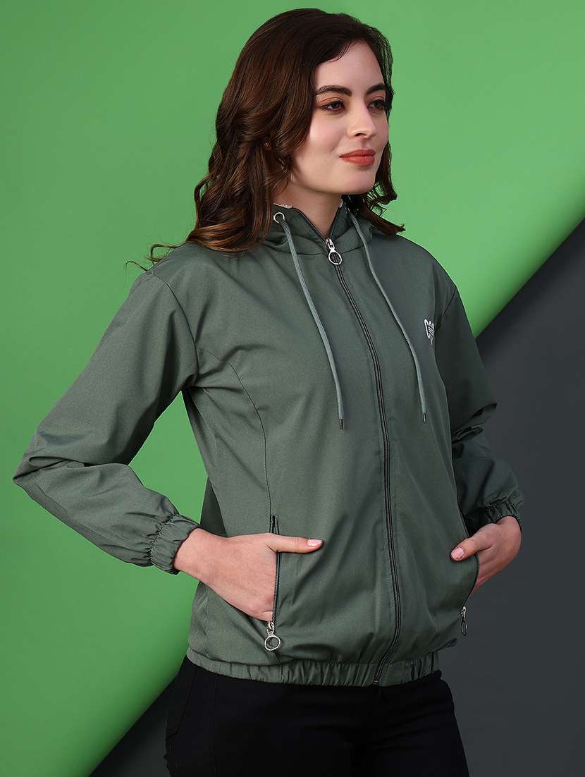 women solid long sleeve hooded quilted jacket - 22175341 -  Standard Image - 2