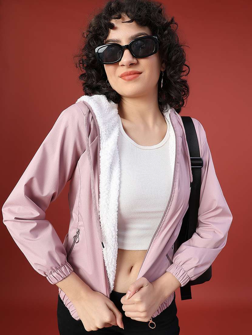 women solid long sleeve hooded sweatshirt - 22175344 -  Standard Image - 2