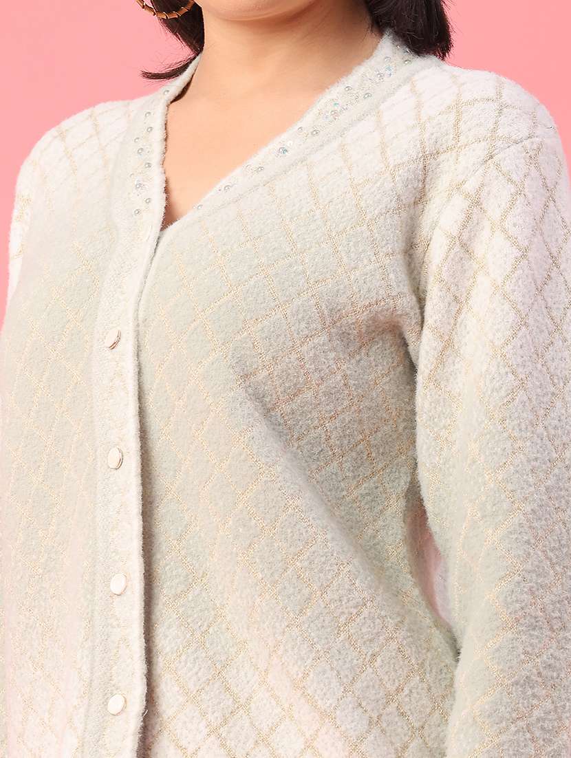 women self design long sleeve cardigan - 22175362 -  Standard Image - 2