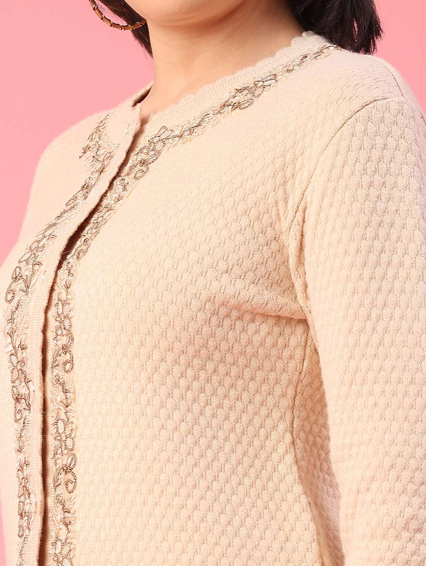 women self design long sleeve cardigan - 22175366 -  Standard Image - 2