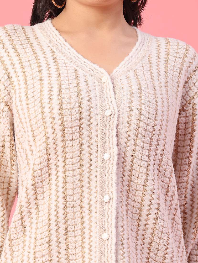 women self design long sleeve cardigan - 22175372 -  Standard Image - 2