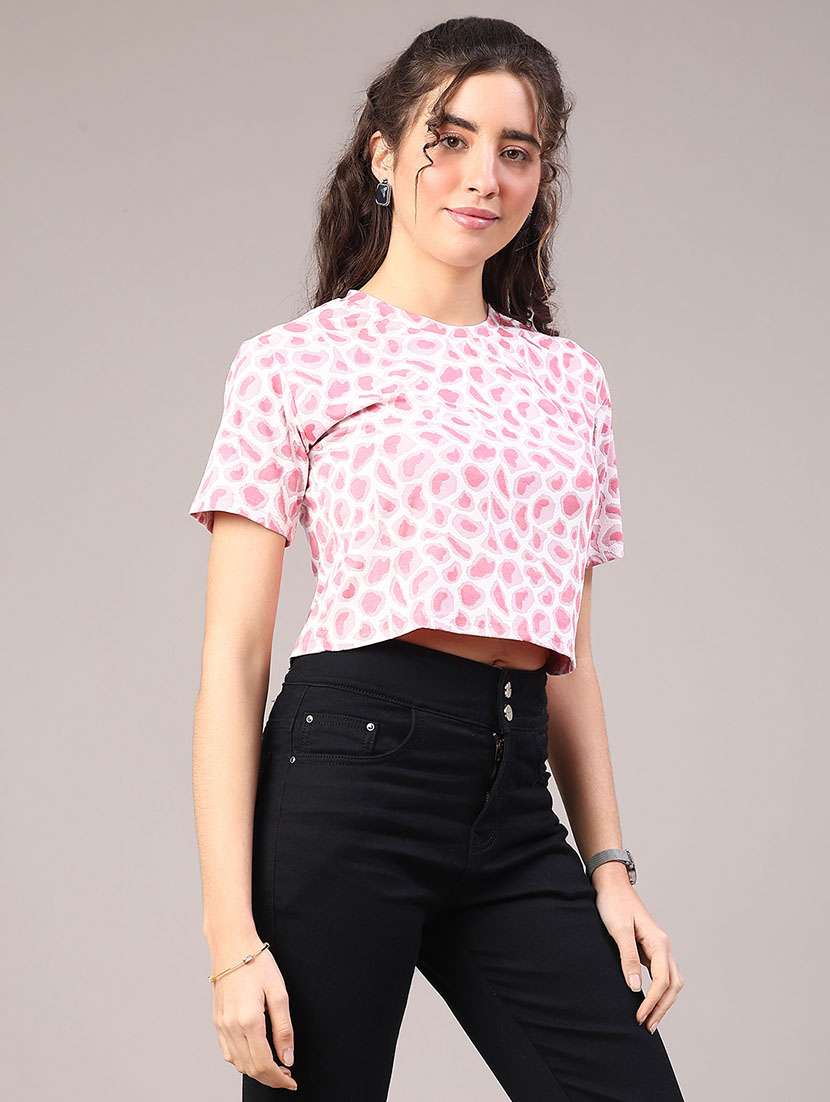women printed short sleeve crop t-shirt - 22175452 -  Standard Image - 2