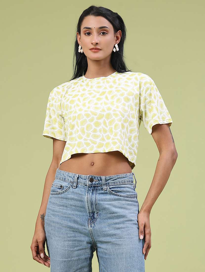 women printed short sleeve crop t-shirt - 22175453 -  Standard Image - 2