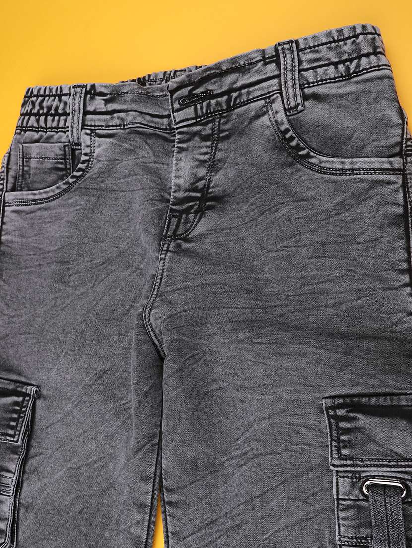 boys solid mid rise cargo - 22175505 -  Standard Image - 2