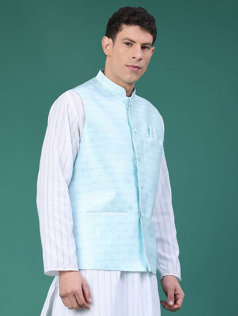 men self design sleeveless nehru jacket - 22175546 -  Standard Image - 2