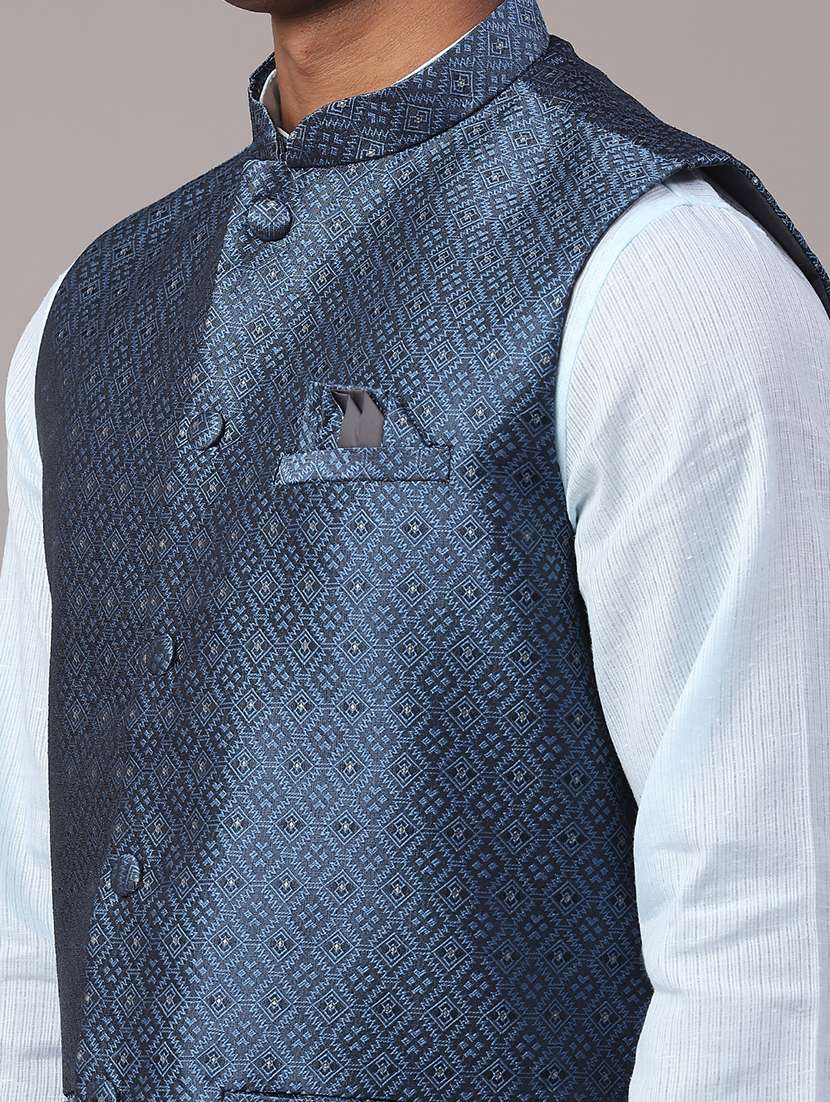 men self design mandarin neck nehru jacket - 22175549 -  Standard Image - 2
