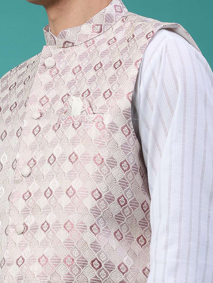 men self design mandarin neck nehru jacket - 22175552 -  Standard Image - 2
