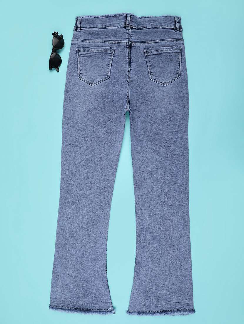 Girls Solid Md Rise Bootcut Jeans - 22175567 -  Standard Image - 2
