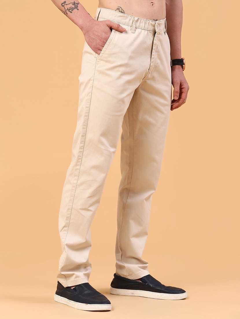 men solid mid rise chinos casual trouser - 22176090 -  Standard Image - 2
