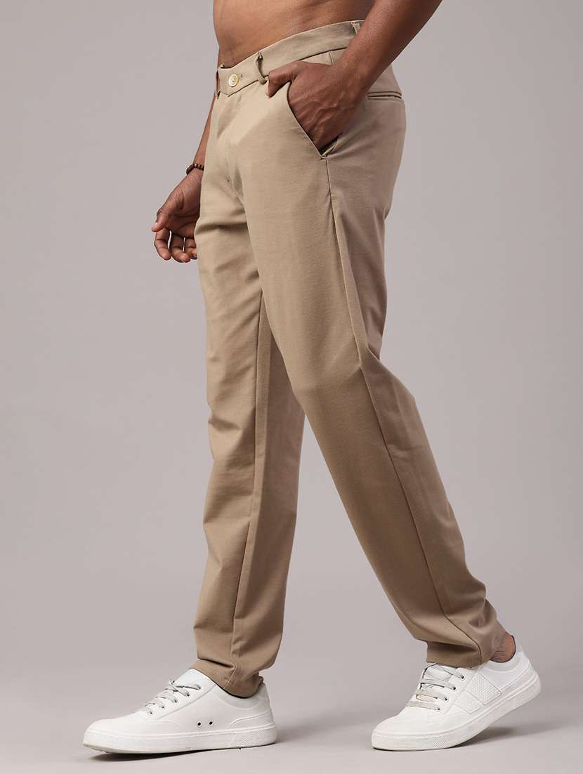 men solid mid rise chinos casual trouser - 22176128 -  Standard Image - 2