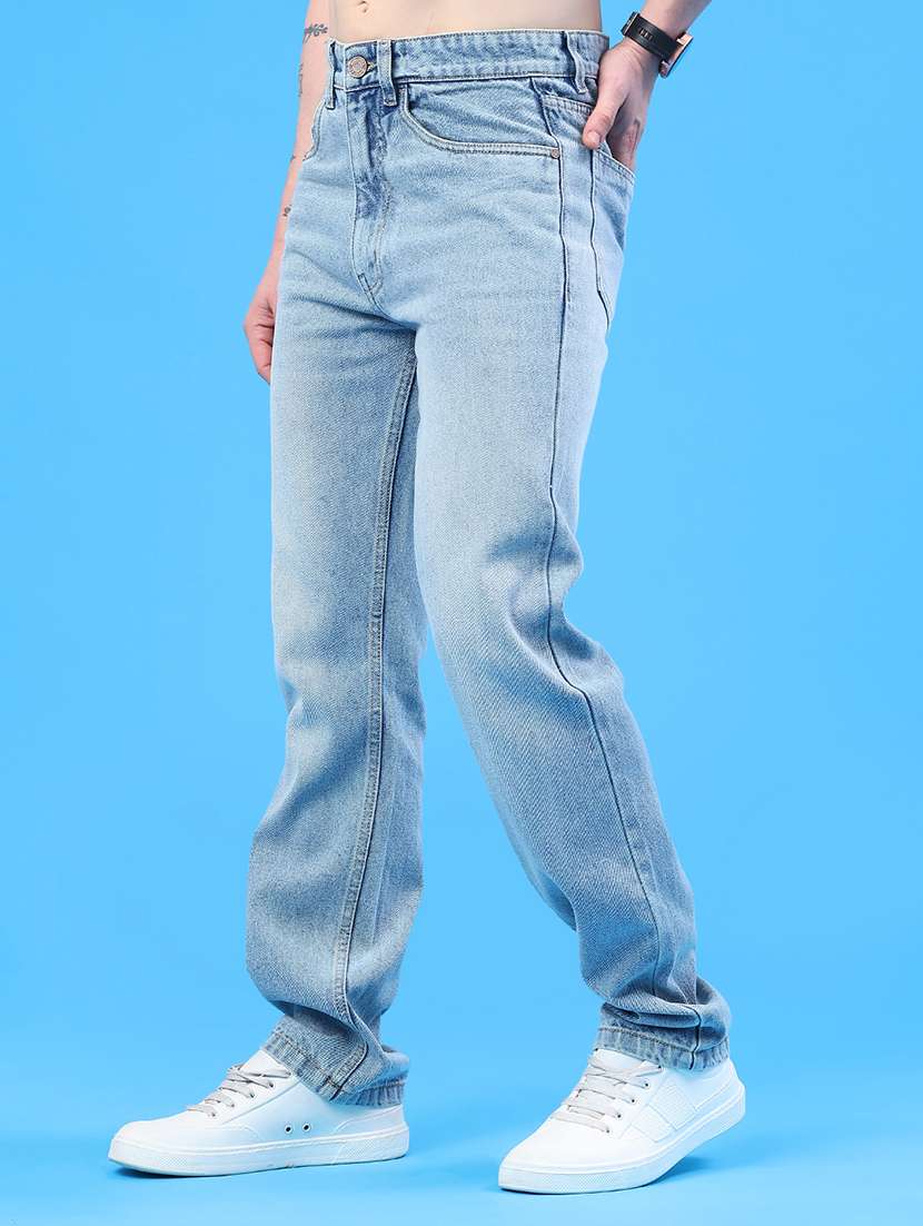 men washed mid rise full length straight jeans - 22176194 -  Standard Image - 2