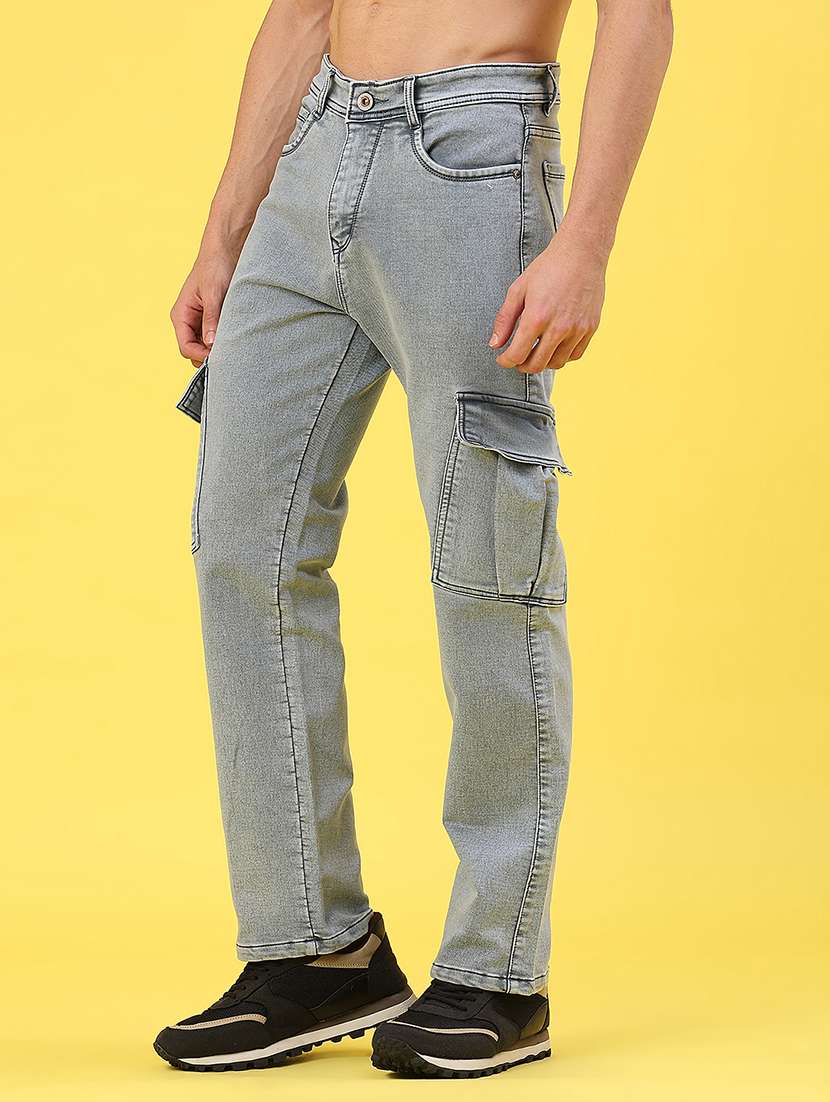 men solid mid rise regular fit cargo - 22176204 -  Standard Image - 2