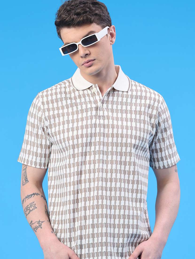 men printed short sleeve regular fit polo t-shirt