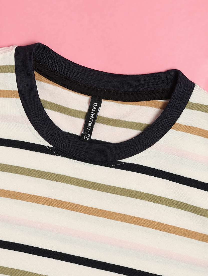 girls striped round neck tee - 22176297 -  Standard Image - 2