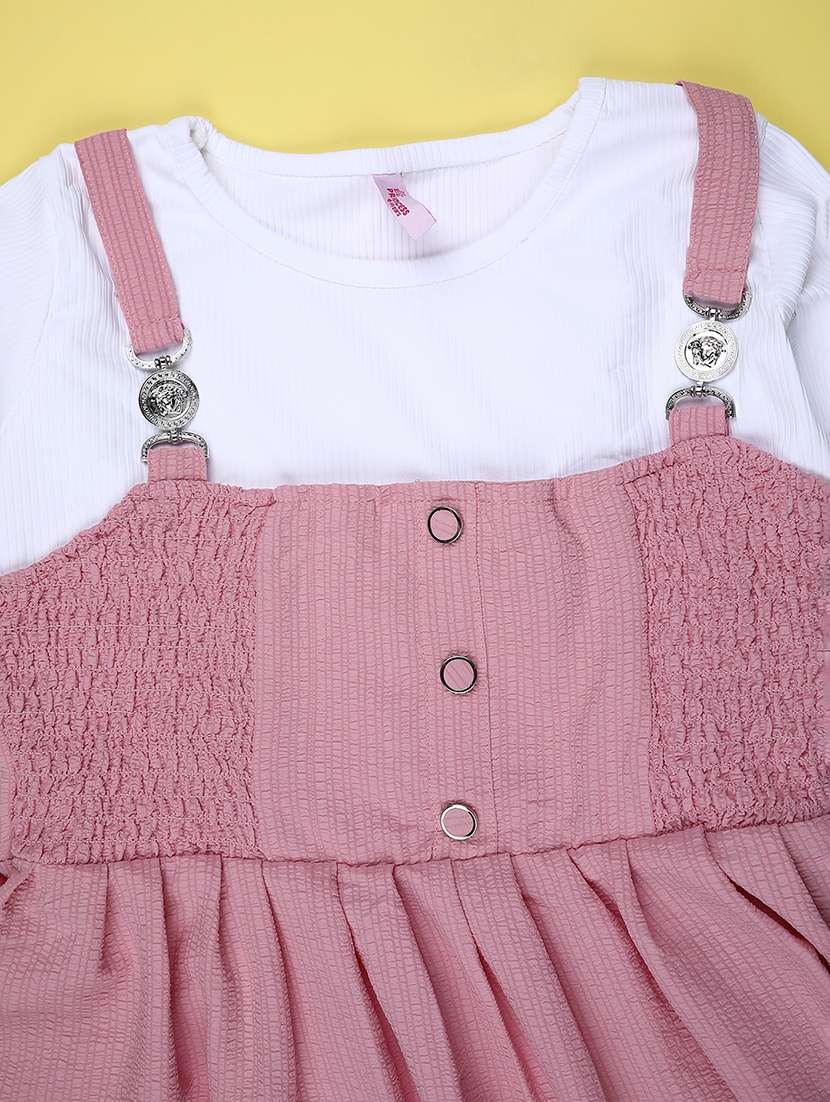 girls solid three quarter sleeve tiered frock - 22176374 -  Standard Image - 2