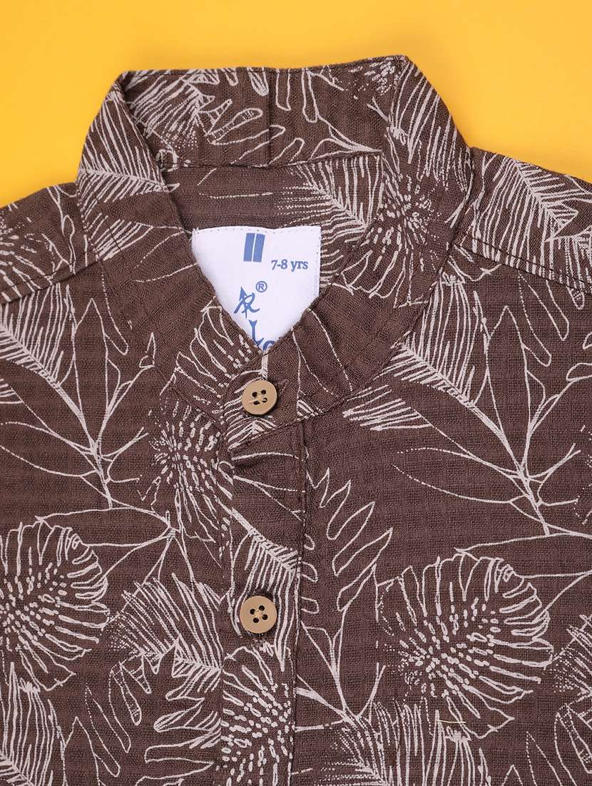 boys printed short sleeve mandarin collar shirt - 22176396 -  Standard Image - 2