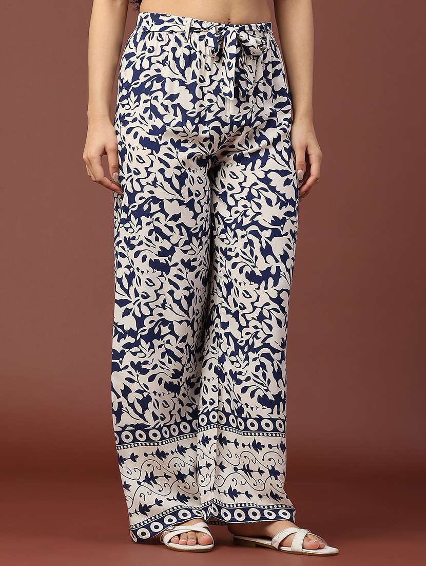 women floral printed mid rise straight trouser - 22176422 -  Standard Image - 2