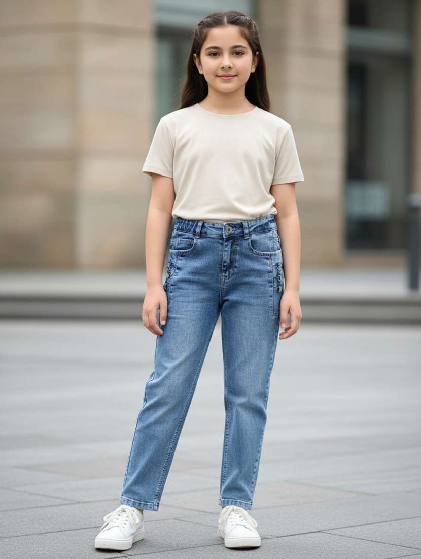 girls washed mid rise jeans - 22176449 -  Standard Image - 2