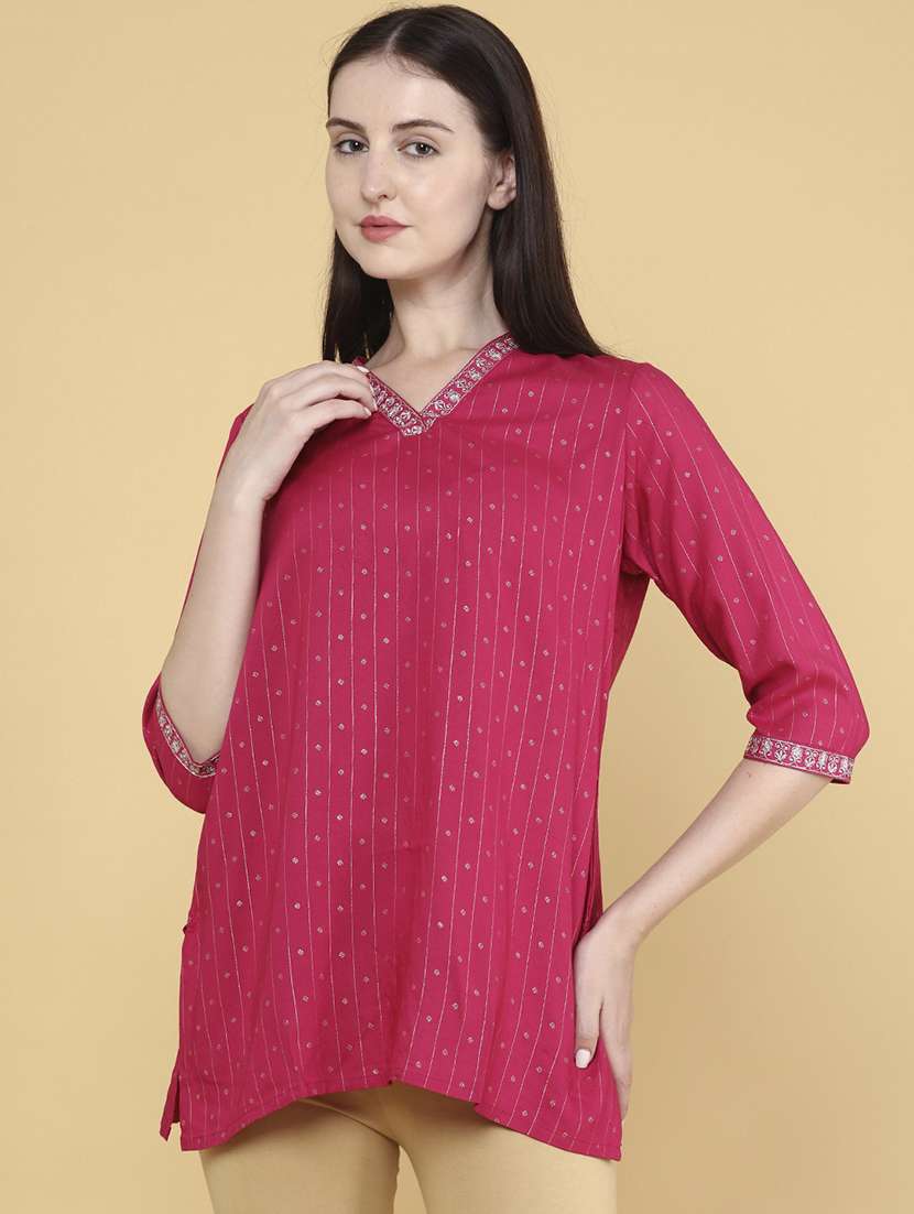 women pink rayon straight kurti - 22176532 -  Standard Image - 2