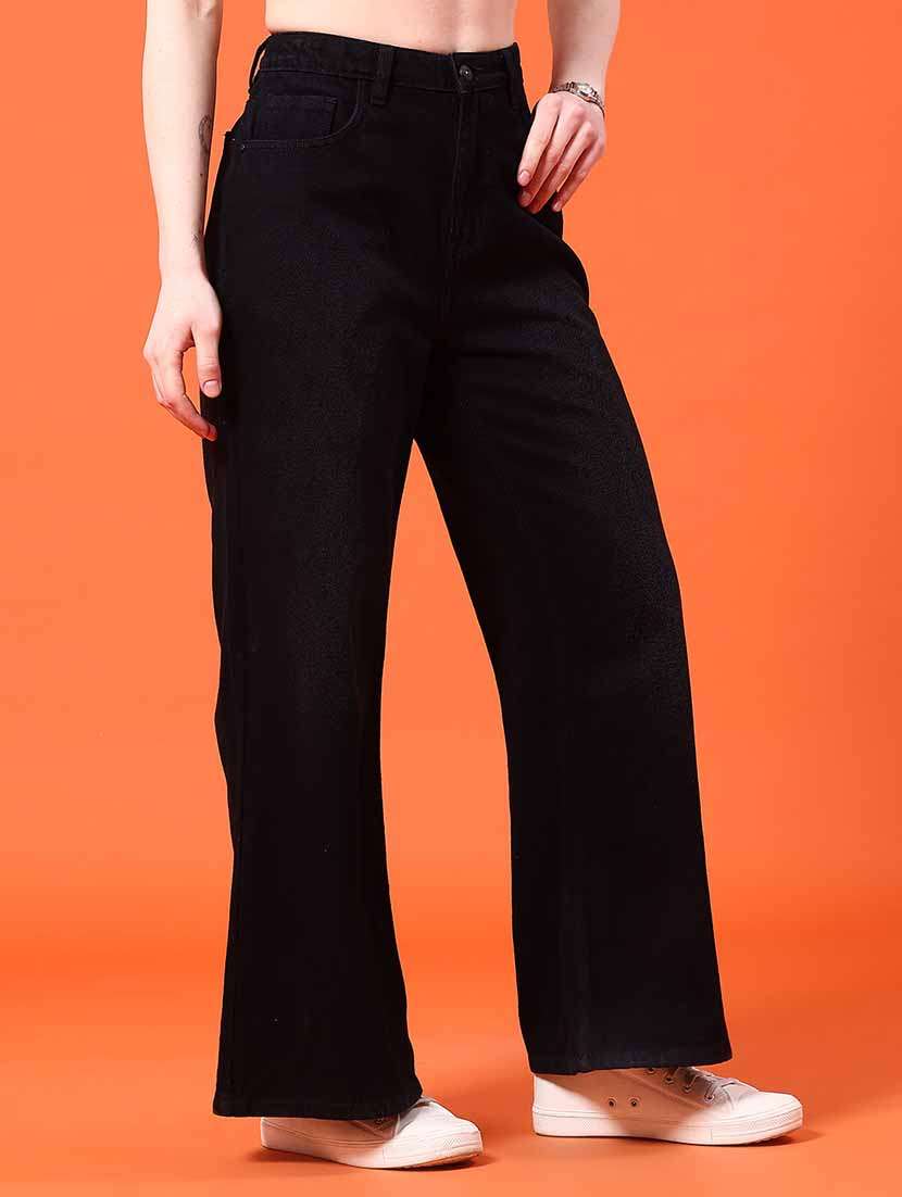 women plain mid rise wide leg jeans - 22176557 -  Standard Image - 2