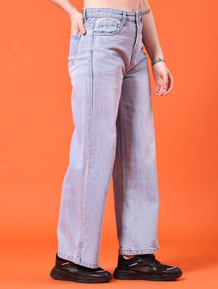 women solid high rise straight jeans - 22176558 -  Standard Image - 2