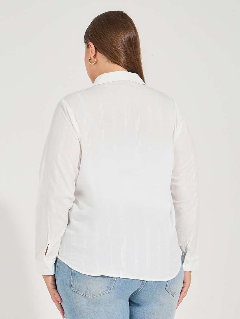 women plus size solid collared long sleeve shirt - 22176578 -  Standard Image - 2