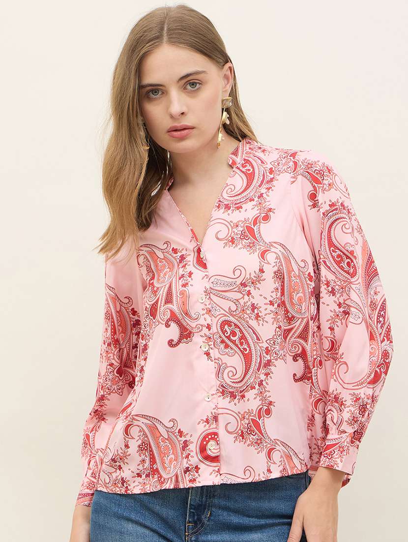 women printed puff sleeve regular shirt