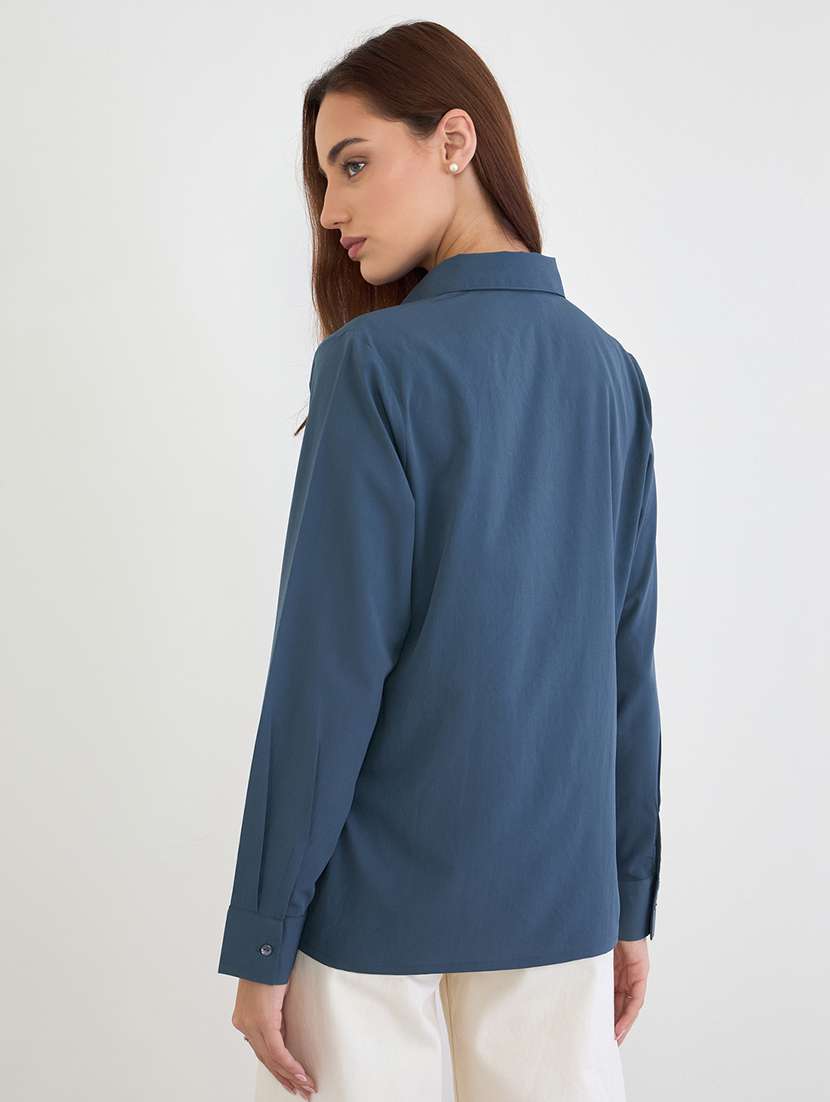 women embellished collared long sleeve regular shirt - 22176591 -  Standard Image - 2