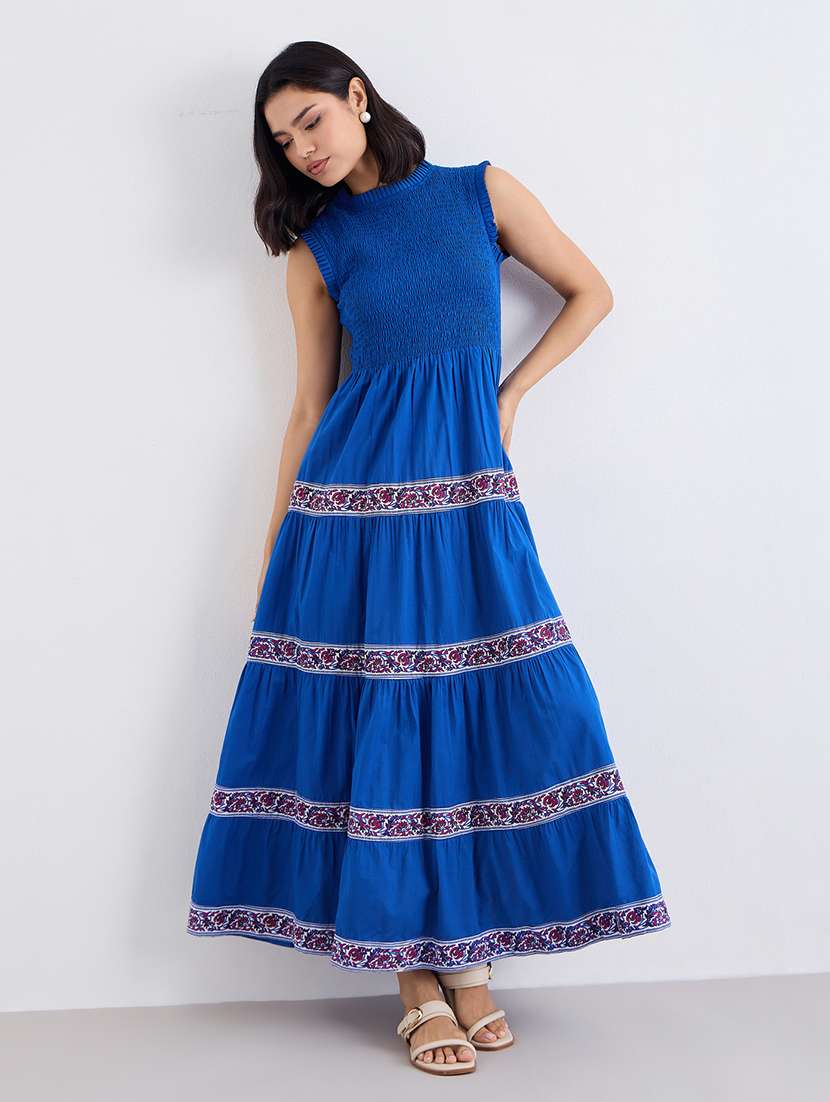 women printed mock neck ruched tiered dress - 22176653 -  Standard Image - 2